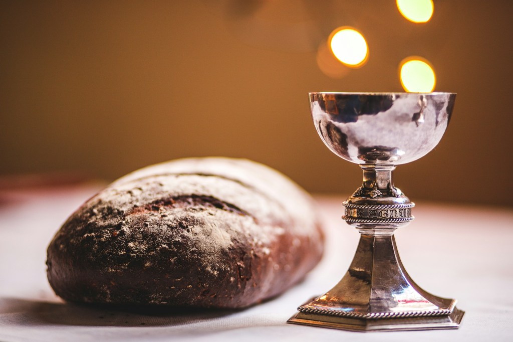 bread and wine in church